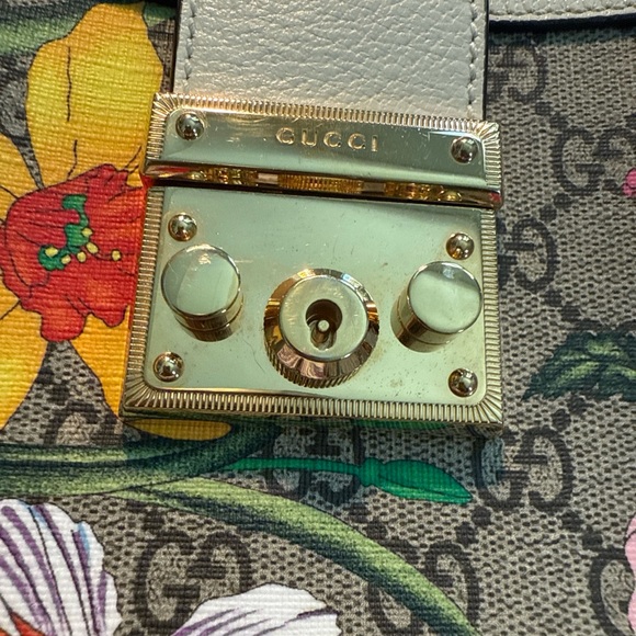 Gucci ophidia GG flora padlock chain leather shoulder bag - Picture 3 of 11